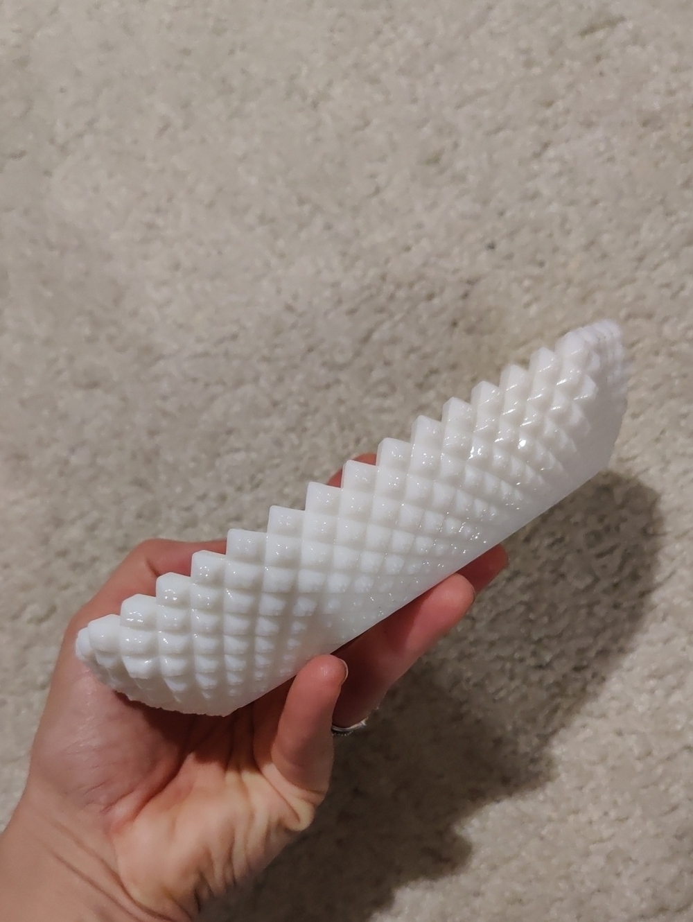 Westmoreland Milk Glass Oval Bowl 8" Saw Tooth Diamond Cut Candy Dish Retro Vint
